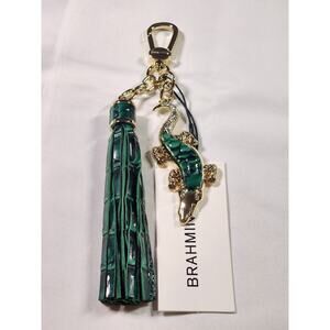 NWT Brahmin Emerald Melbourne Croc Charm Genuine Leather Tassel